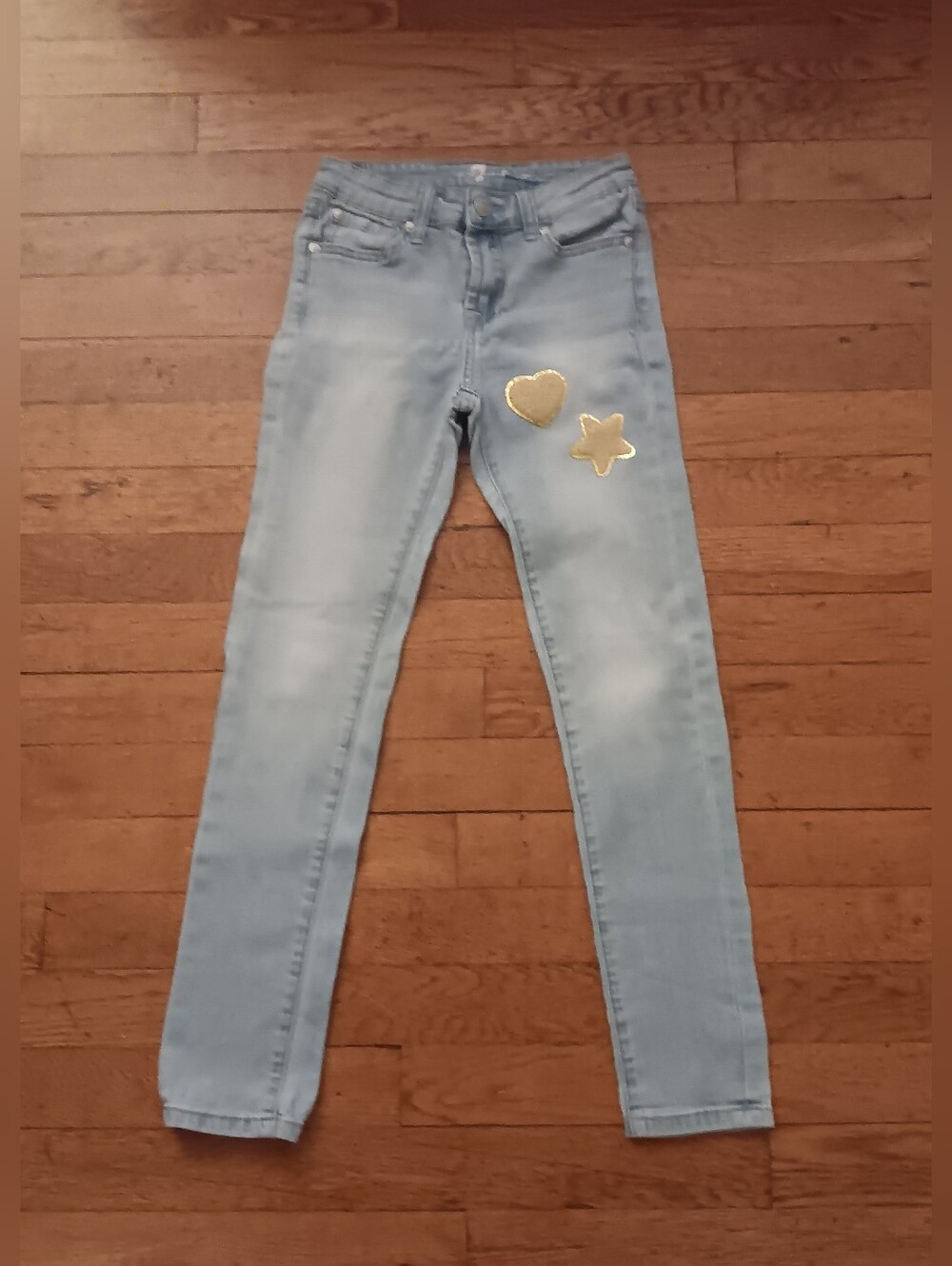 Girl's 7 For All Mankind "The Skinny" Jeans with Sequin Heart & Star Patches